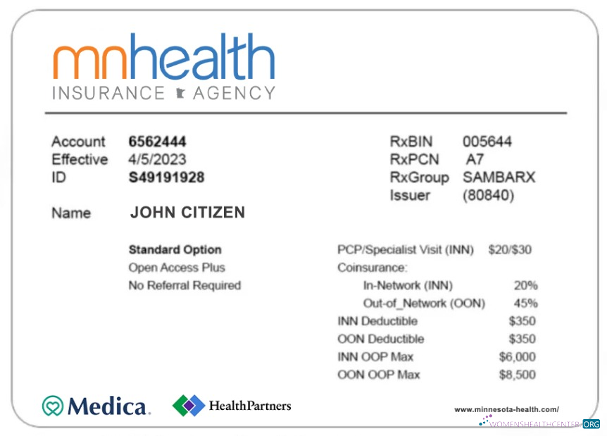 Download Minnesota health insurance card Photoshop template